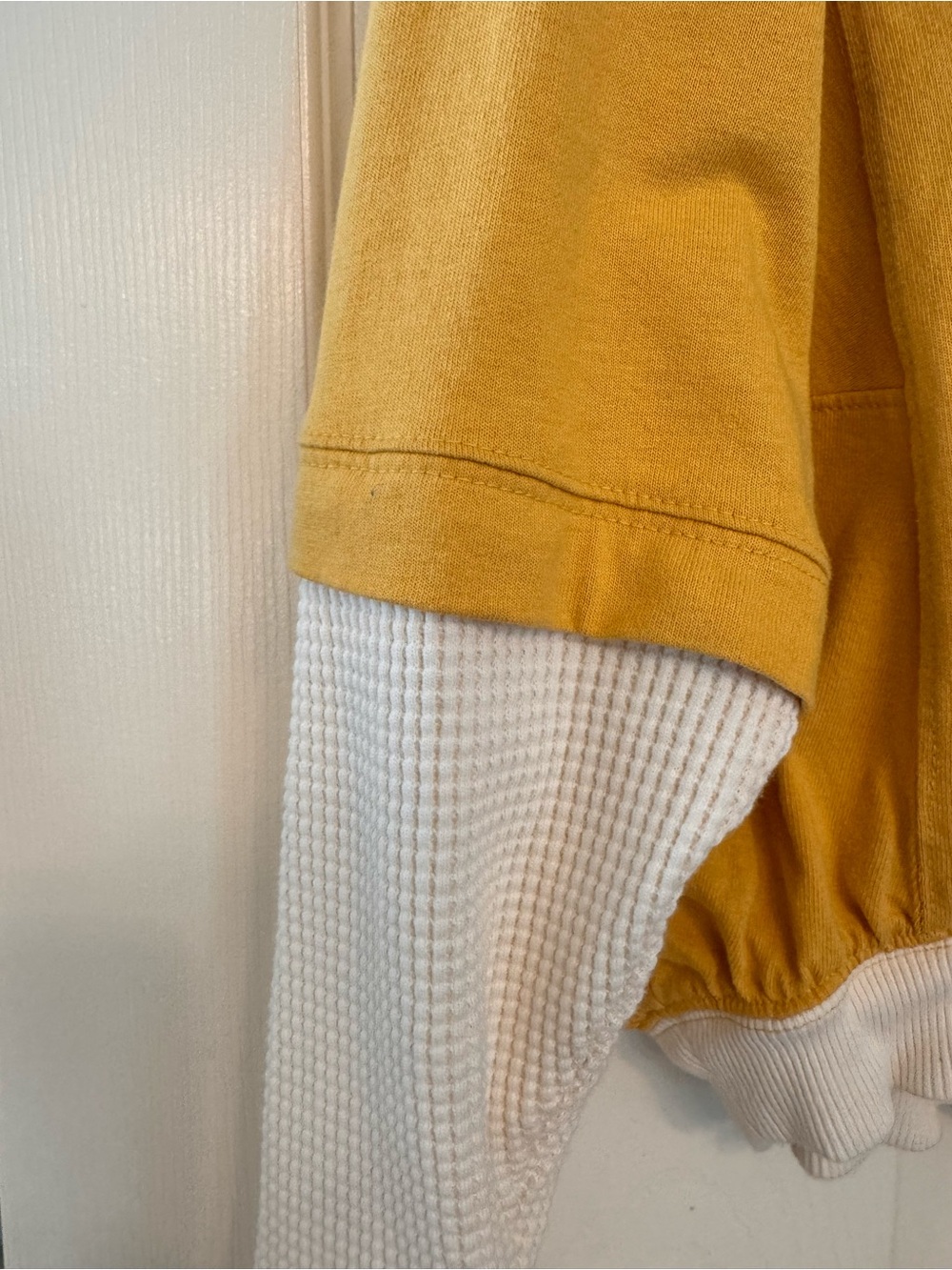 Anthropologie Mustard and White Layered-Look Floral Sweatshirt - Picture 2 of 5